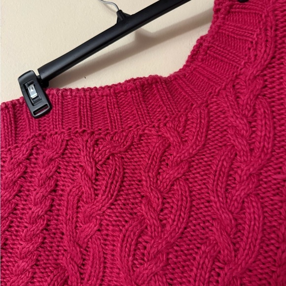 For Love And Lemons Quinn One-Shoulder Sweater, color Fuchsia Pink, size L - Picture 7 of 10